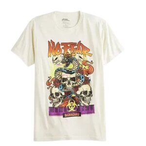 Men's No Fear Skulls, Snakes & Flames Size L & XXL Oversized Graphic Tee